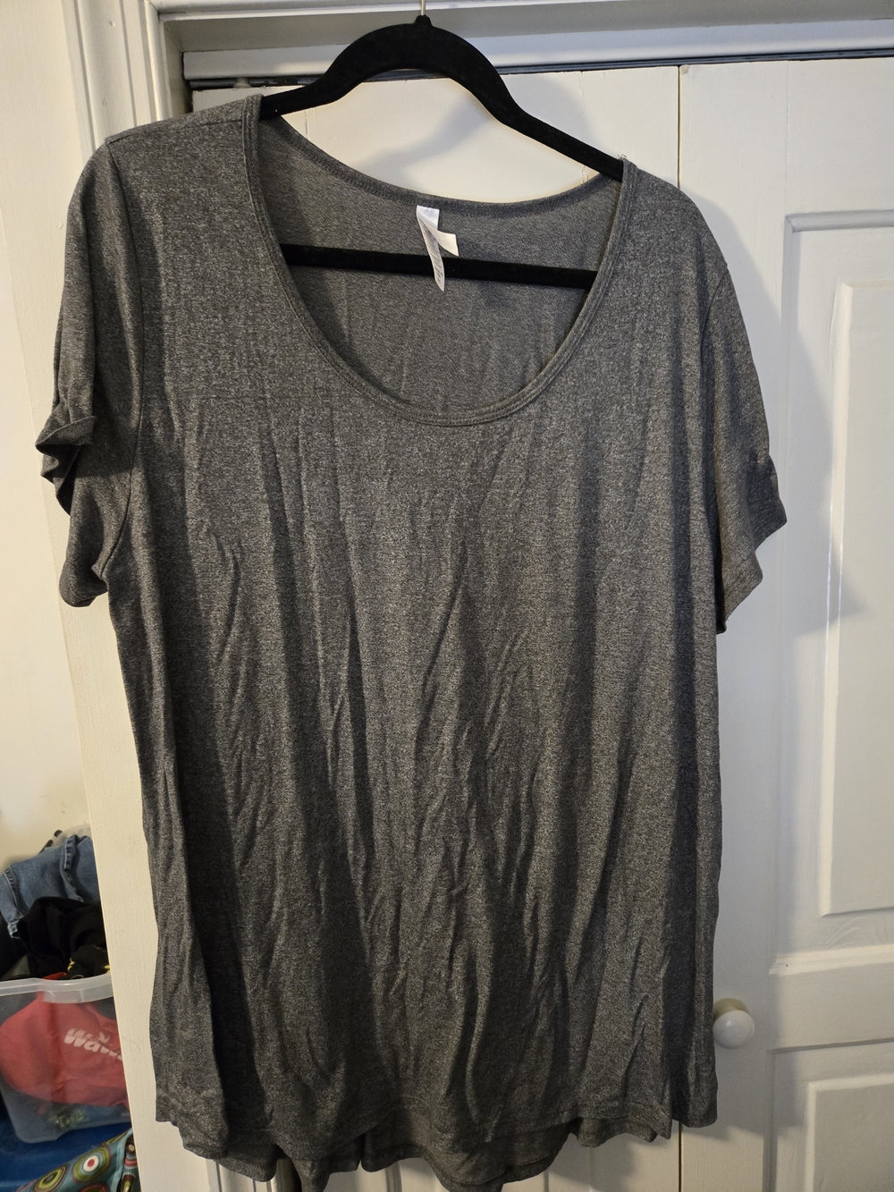 LuLaRoe Dark Gray Scoop Neck Short Sleeve Tee